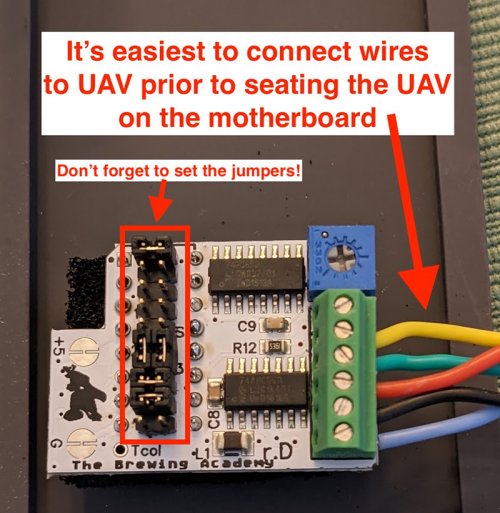 Wires are connected and jumpers are set
